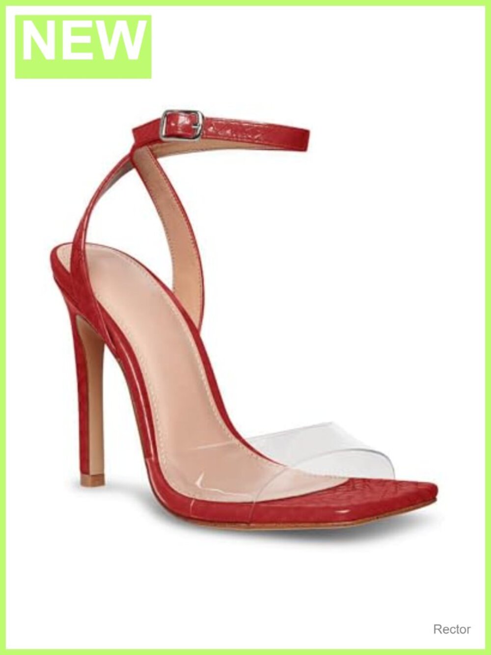 Clear Heels Sandals Square Toe Ankle Strap Stiletto Dress Shoes